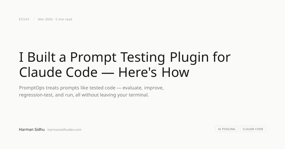 I Built a Prompt Testing Plugin for Claude Code — Here's How | Harman Sidhu
